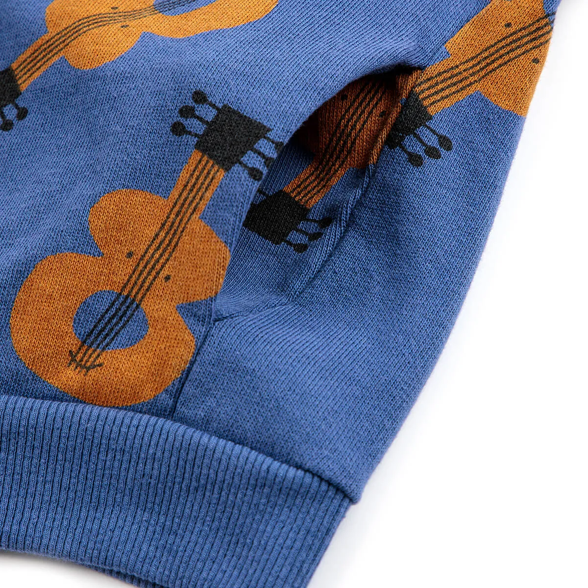 Acoustic Guitar All Over Hoodie in Navy Blue by Bobo Choses