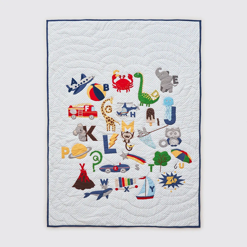 Alphabets Blue Quilt