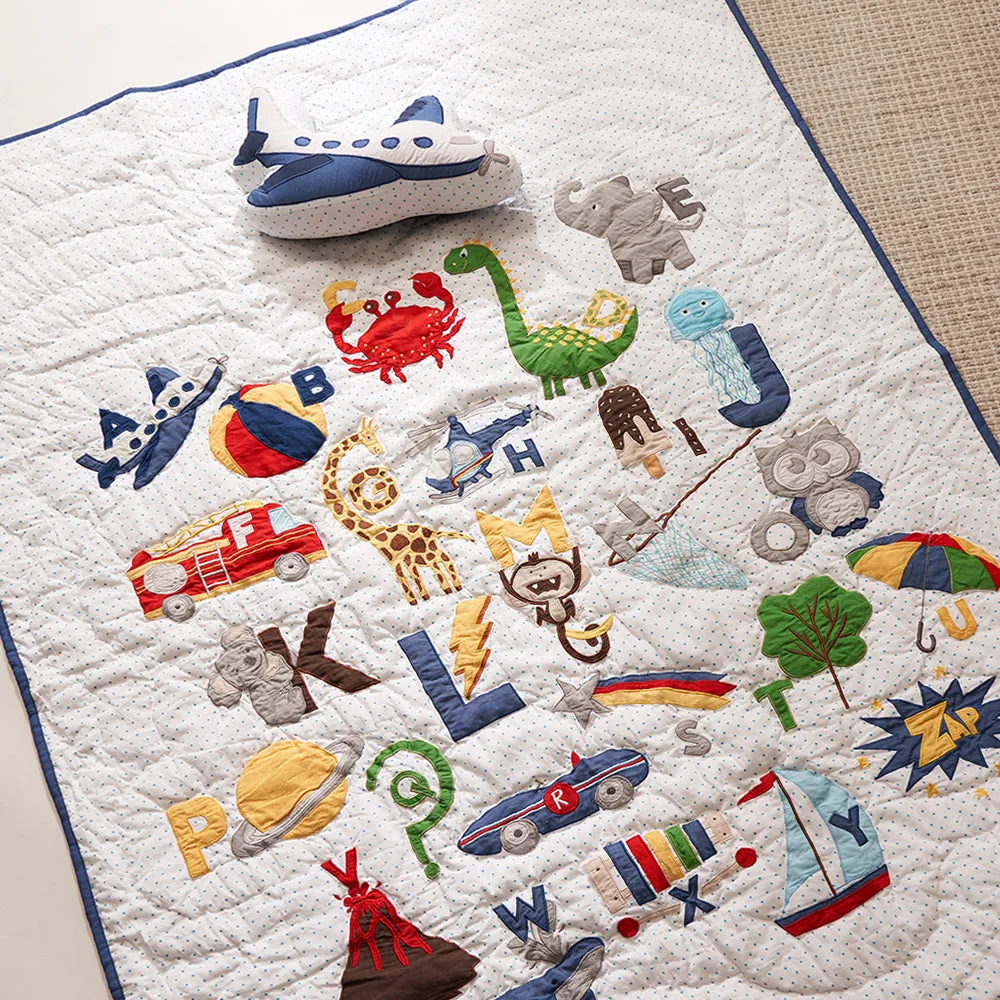 Alphabets Blue Quilt