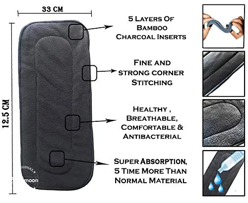 Babymoon 1 Cloth Diaper with 5Layers Grey Insert Premium Adjustable Reusable Cloth Diaper (I Love Mammy)
