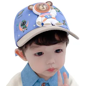 Babymoon Cotton Summer Astronaut Kids Caps | 2-8 Years | Blue