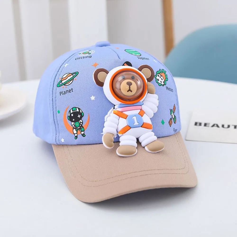 Babymoon Cotton Summer Astronaut Kids Caps | 2-8 Years | Blue