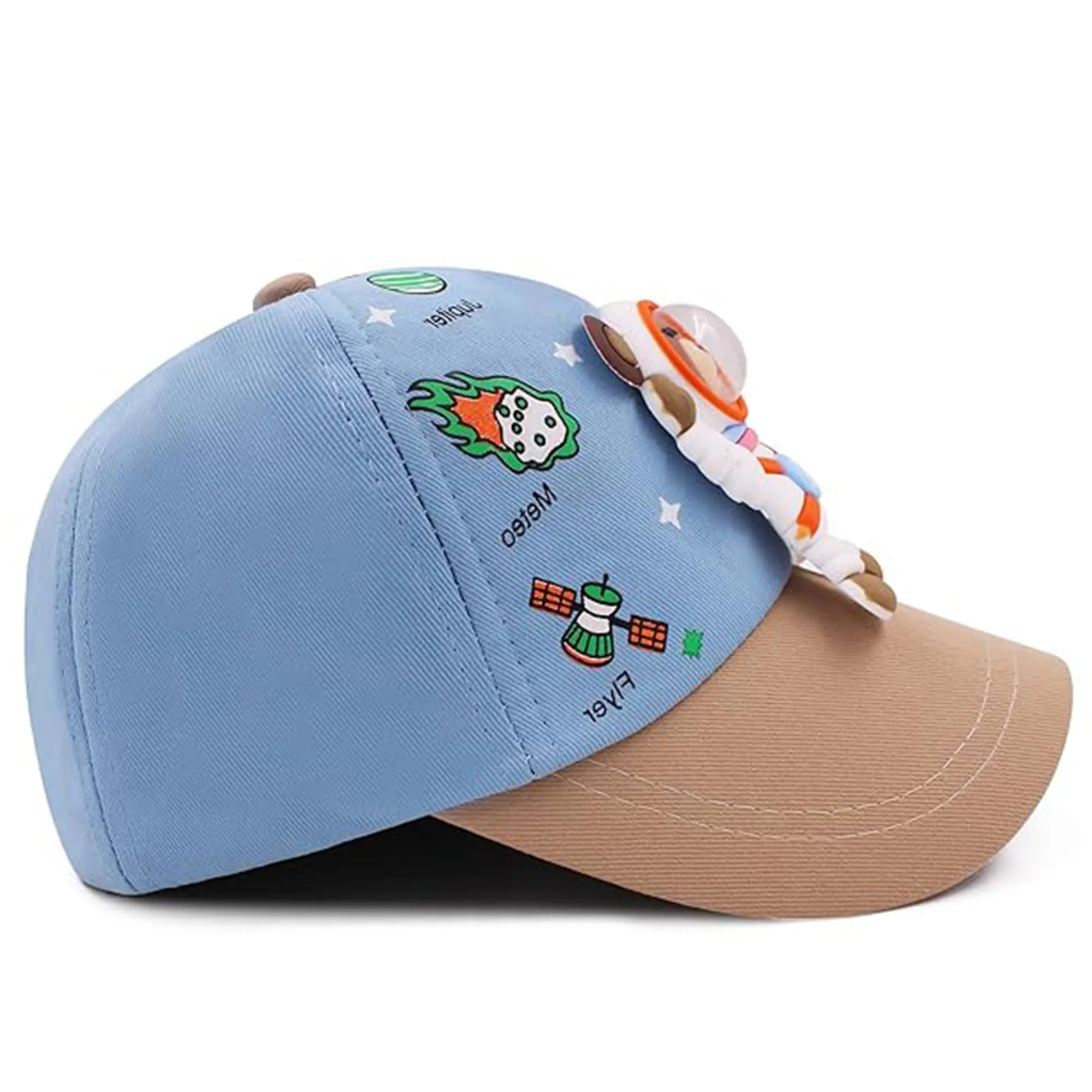 Babymoon Cotton Summer Astronaut Kids Caps | 2-8 Years | Blue
