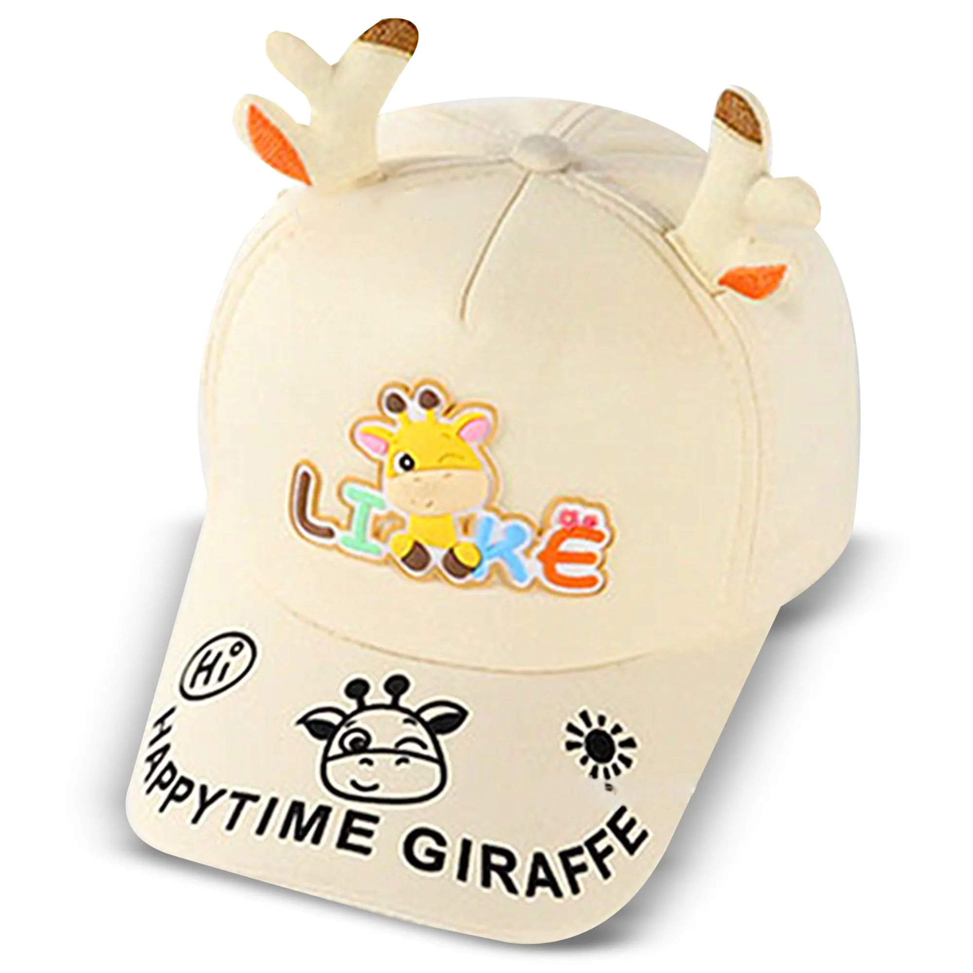 Babymoon Cotton Summer Giraffe Kids Caps | 2-8 Years | Offwhite