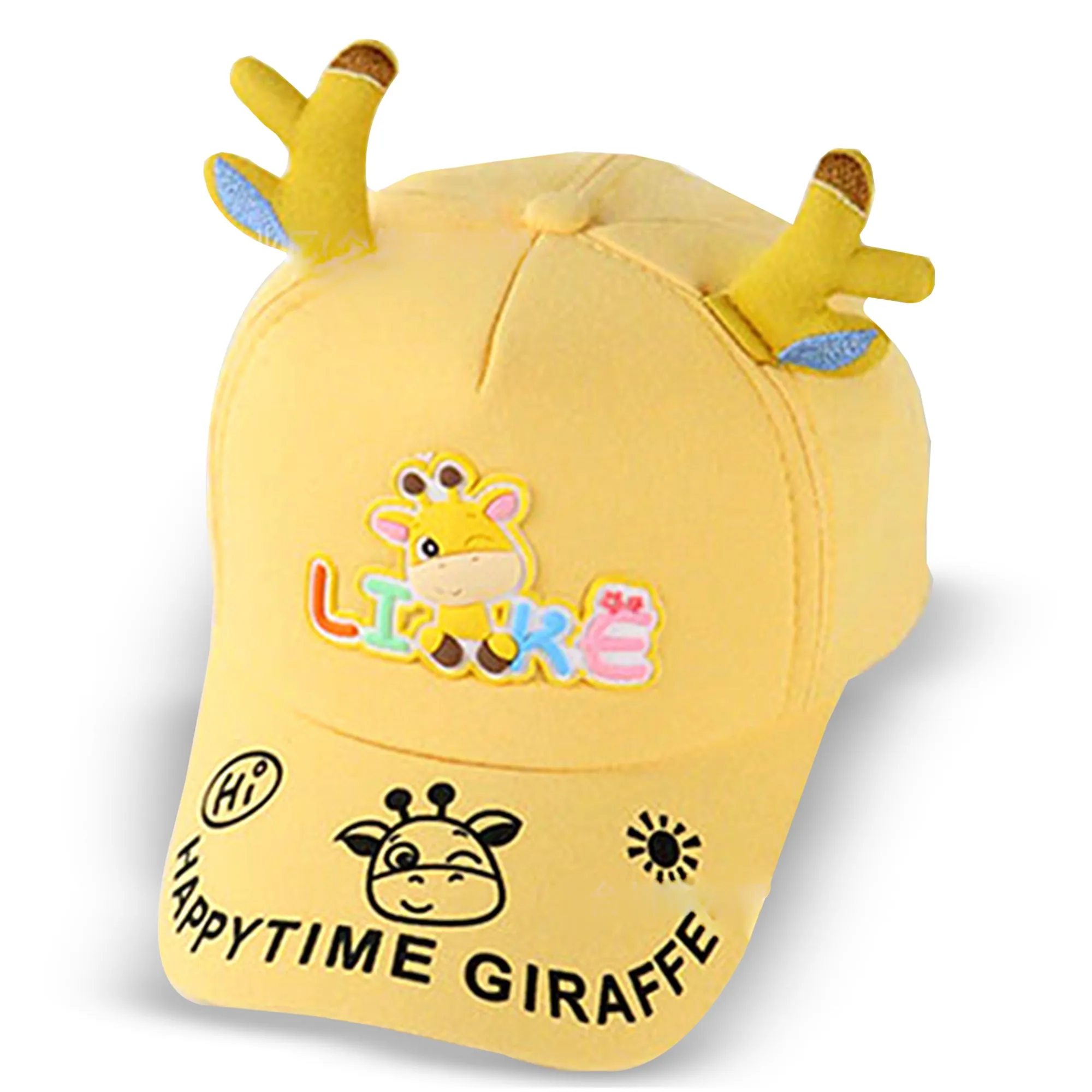 Babymoon Cotton Summer Giraffe Kids Caps | 2-8 Years | Yellow