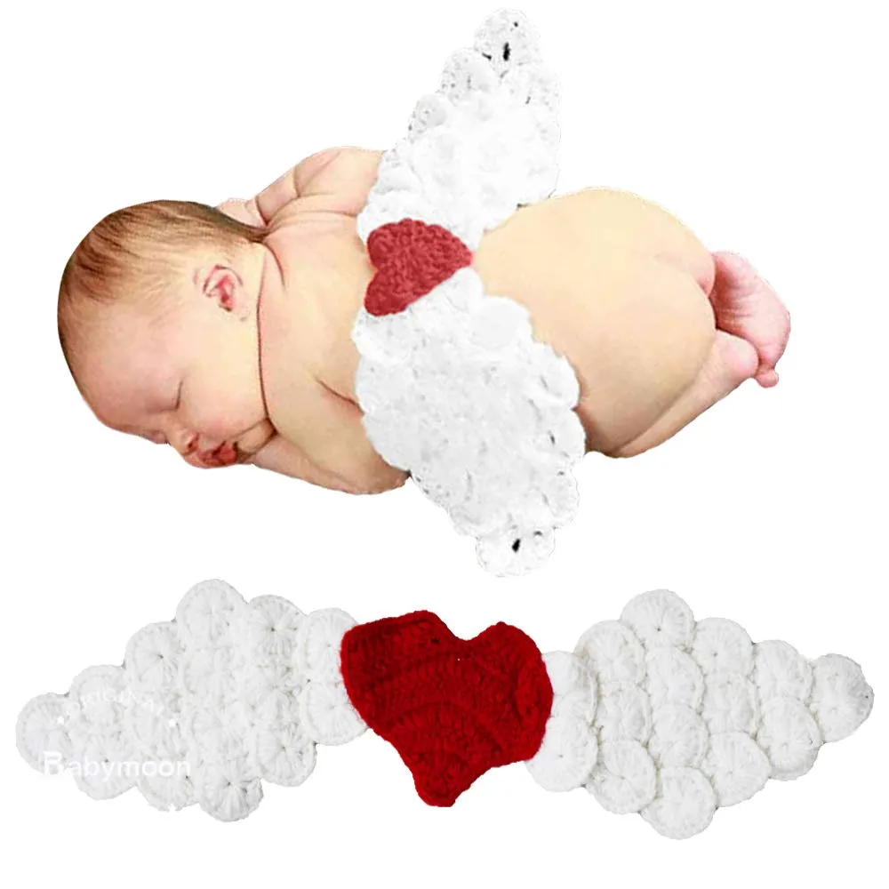 Babymoon Crochet Wings New Born Baby Photography Shoot Props Costumes - White