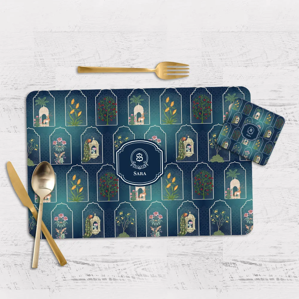 Bahaar Jaroka Tableware Set (4 Placemats & 4 Casters)