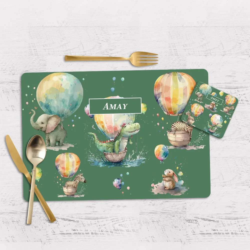 Balloon Safari Tableware Set (kids) (4 Placemats & 4 Casters)