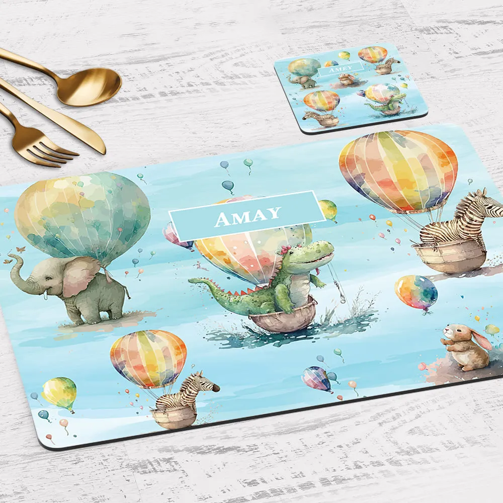 Balloon Safari Tableware Set (kids) (4 Placemats & 4 Casters)