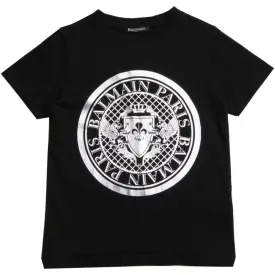 Balmain Kids Black Logo Printed T-Shirt