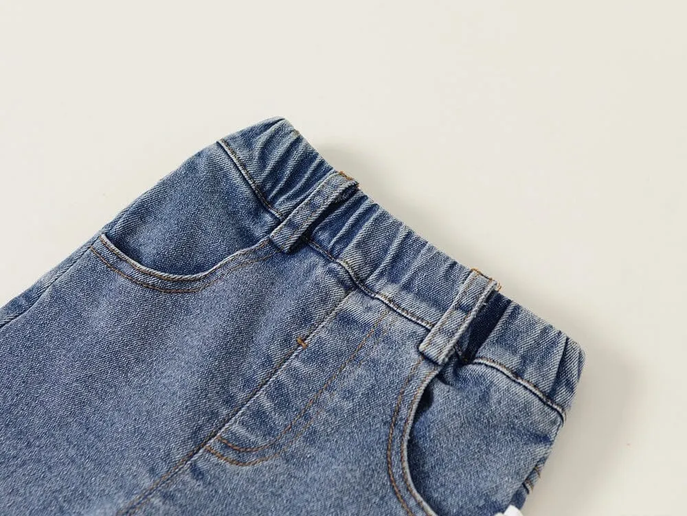 Bow Slit Flared Denim Pants