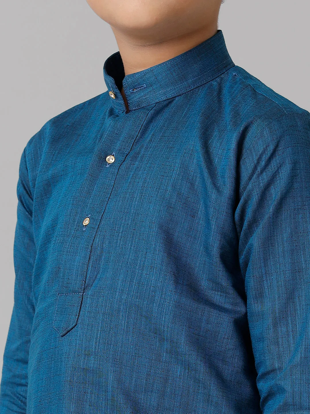 Optimized Title: Boys Navy Cotton Kurta with Cream Elastic Panchakacham Set - Stylish Combo for Festive Occasions