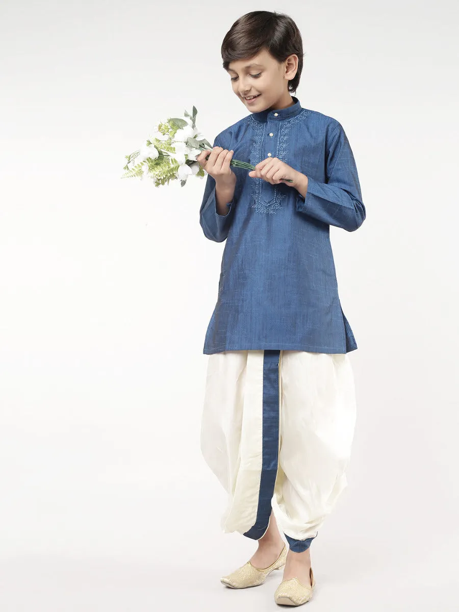 Boys Matching Kurta & Panchakacham Joy Set Dark Blue VB9