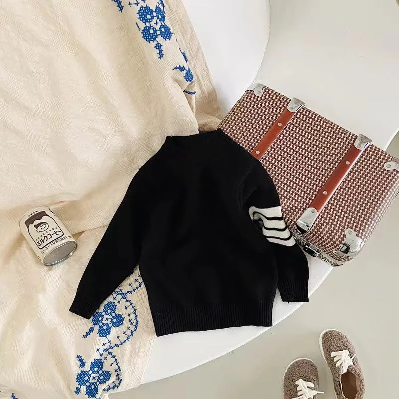 Candy Color Striped Sleeve Sweater