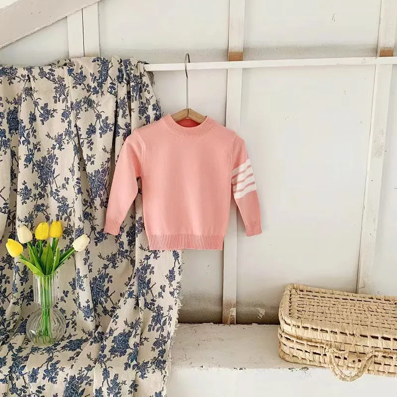 Candy Color Striped Sleeve Sweater