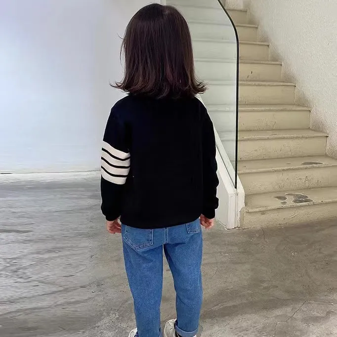 Candy Color Striped Sleeve Sweater