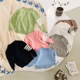 Candy Color Striped Sleeve Sweater