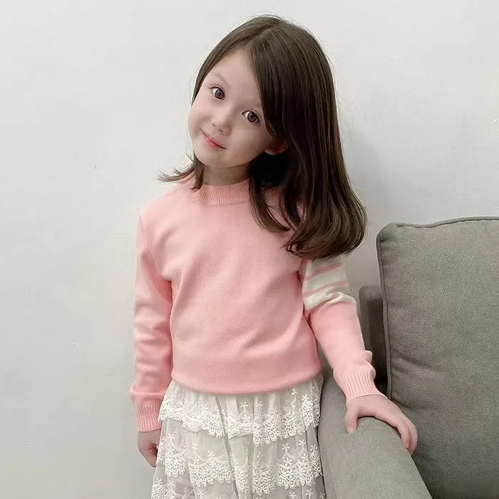 Candy Color Striped Sleeve Sweater