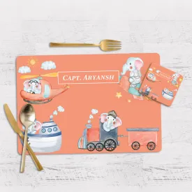 Captain Ellie Tableware Set (kids) (4 Placemats & 4 Casters)