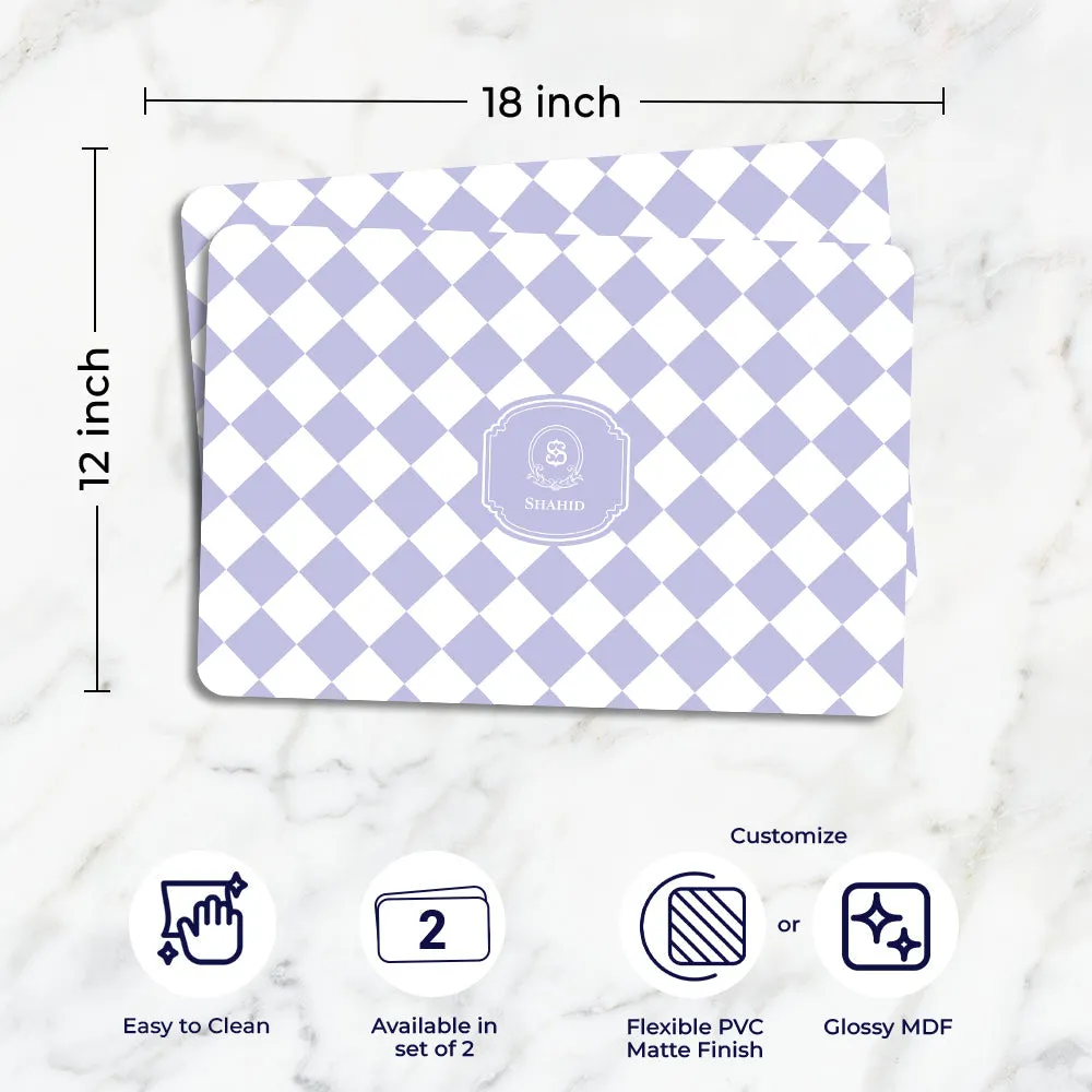 Checkered Tableware Set (4 Placemats & 4 Casters)