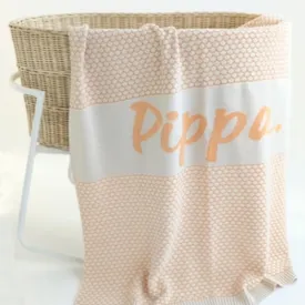 Chunky Bubble Name Blanket - Oatmeal; Name: Peach Fuzz