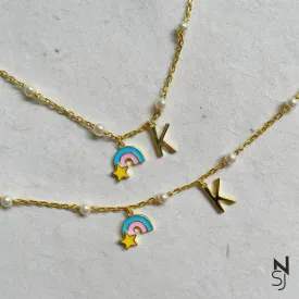 Custom Initial Rainbow Neckchain & Bracelet Set