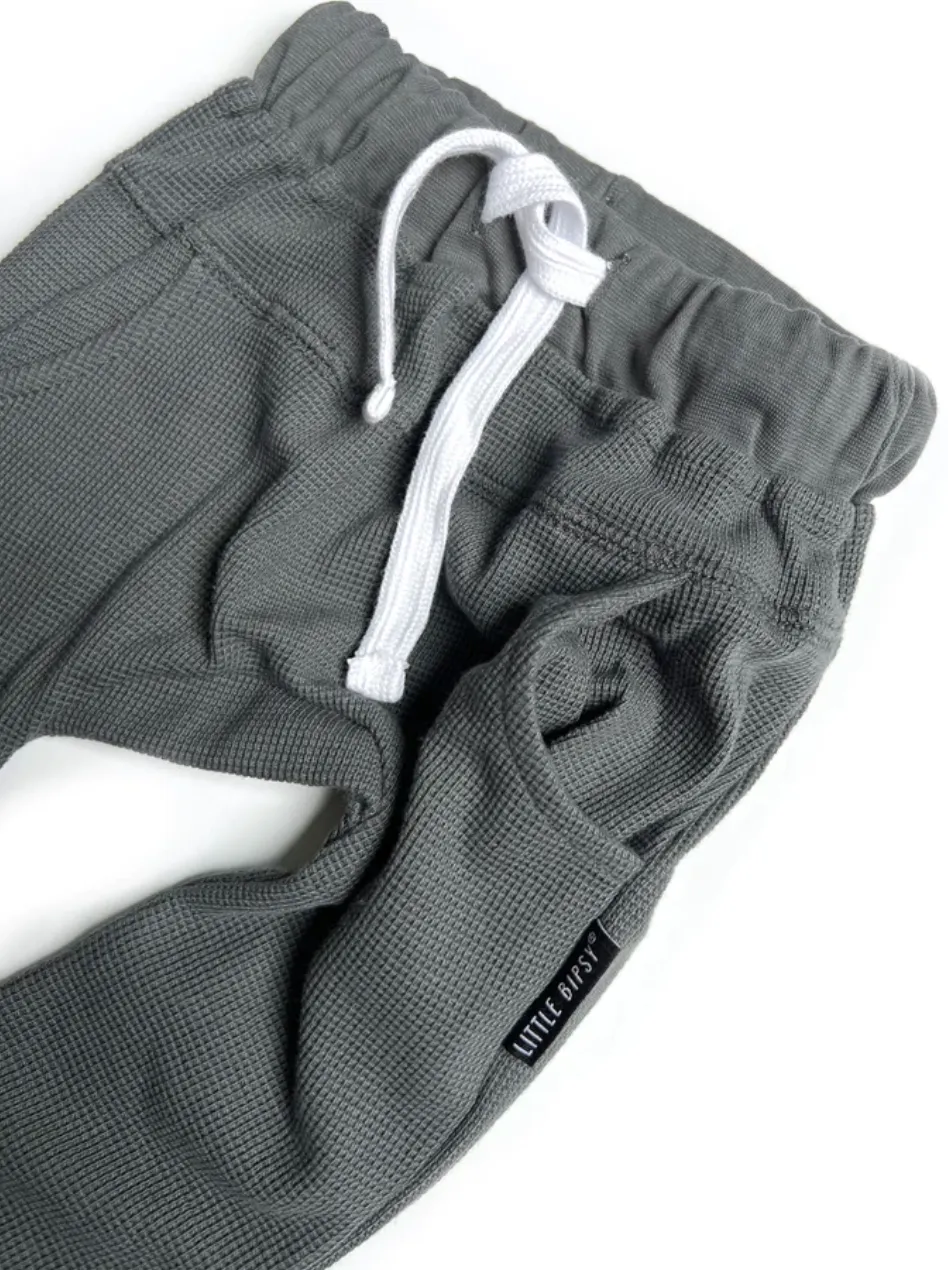 Little Bipsy - Waffle Joggers in Pewter