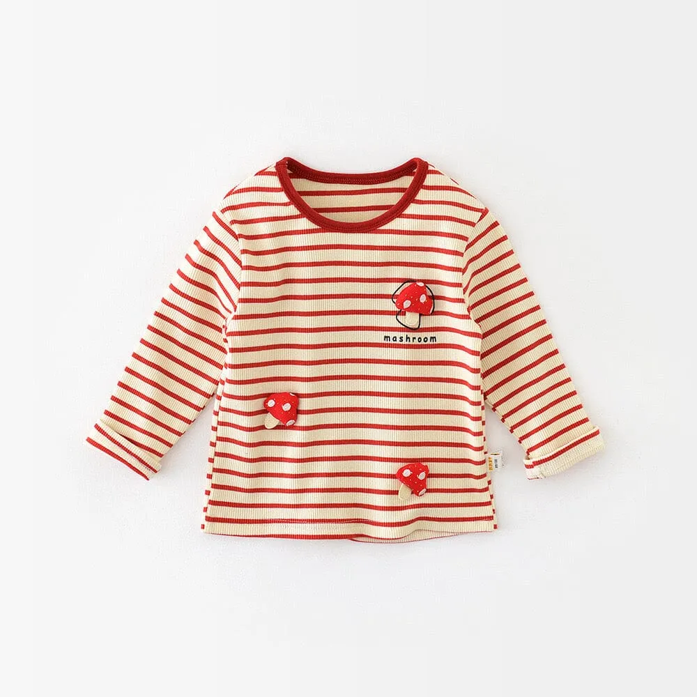 Mushroom Stripe Knit Long Sleeve Top