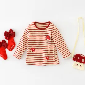 Mushroom Stripe Knit Long Sleeve Top