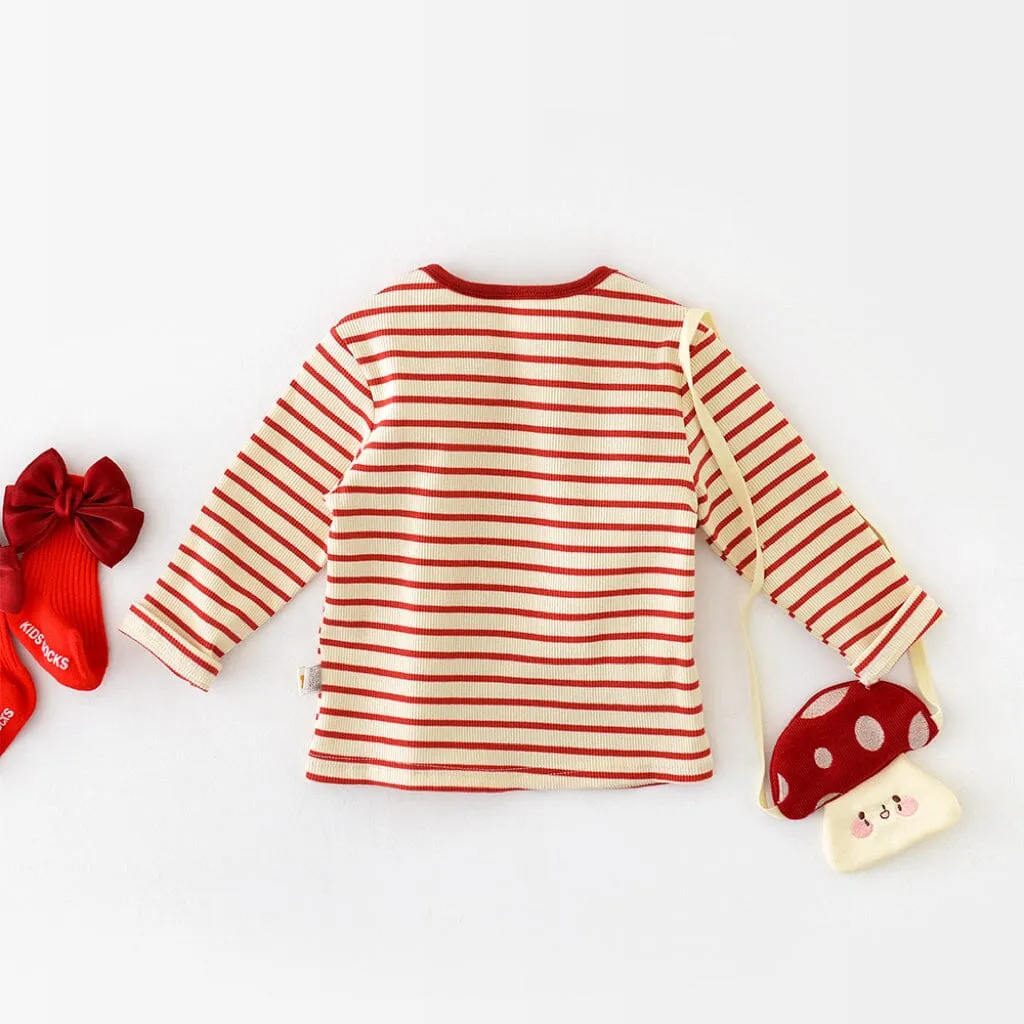Mushroom Stripe Knit Long Sleeve Top