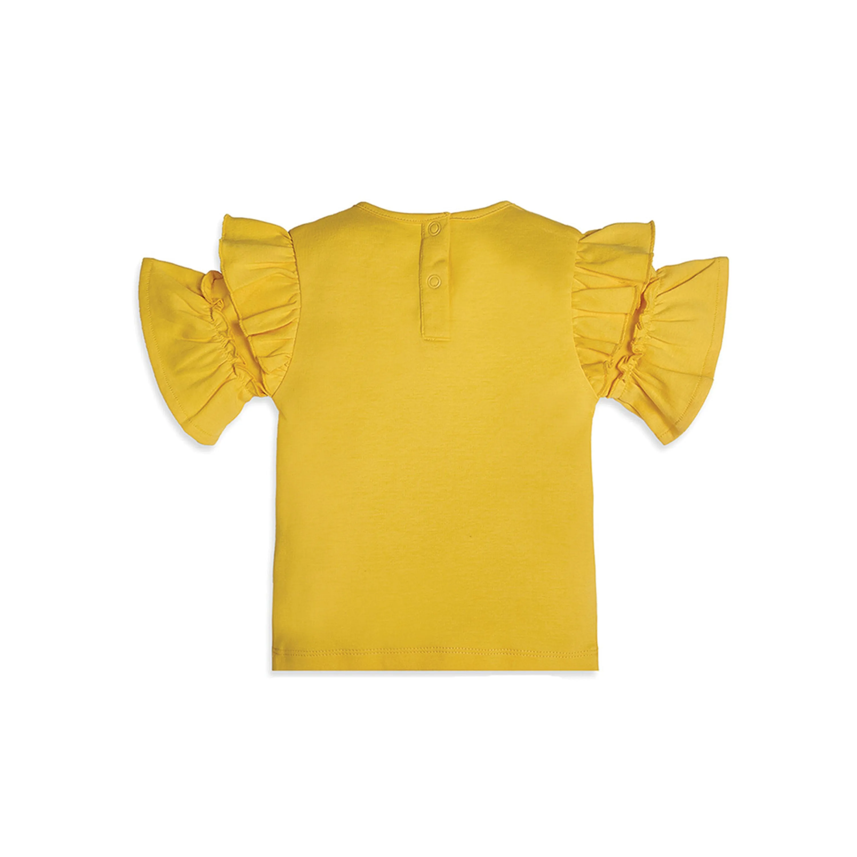 My Milestones Bio-Wash 100% Cotton Daffodil Ruffle Tee Jogger Co-ord Set - Yellow & Vanilla Ice