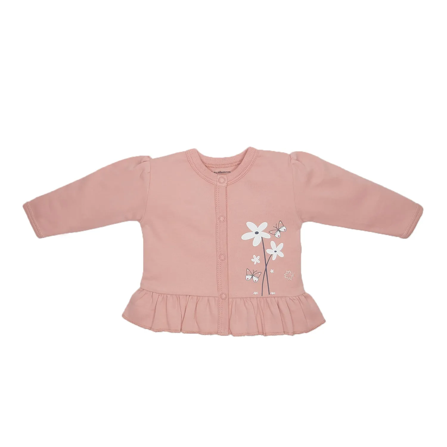 My Milestones T-shirt Full Sleeves Girls Peach/ Aqua-2 PC Pack