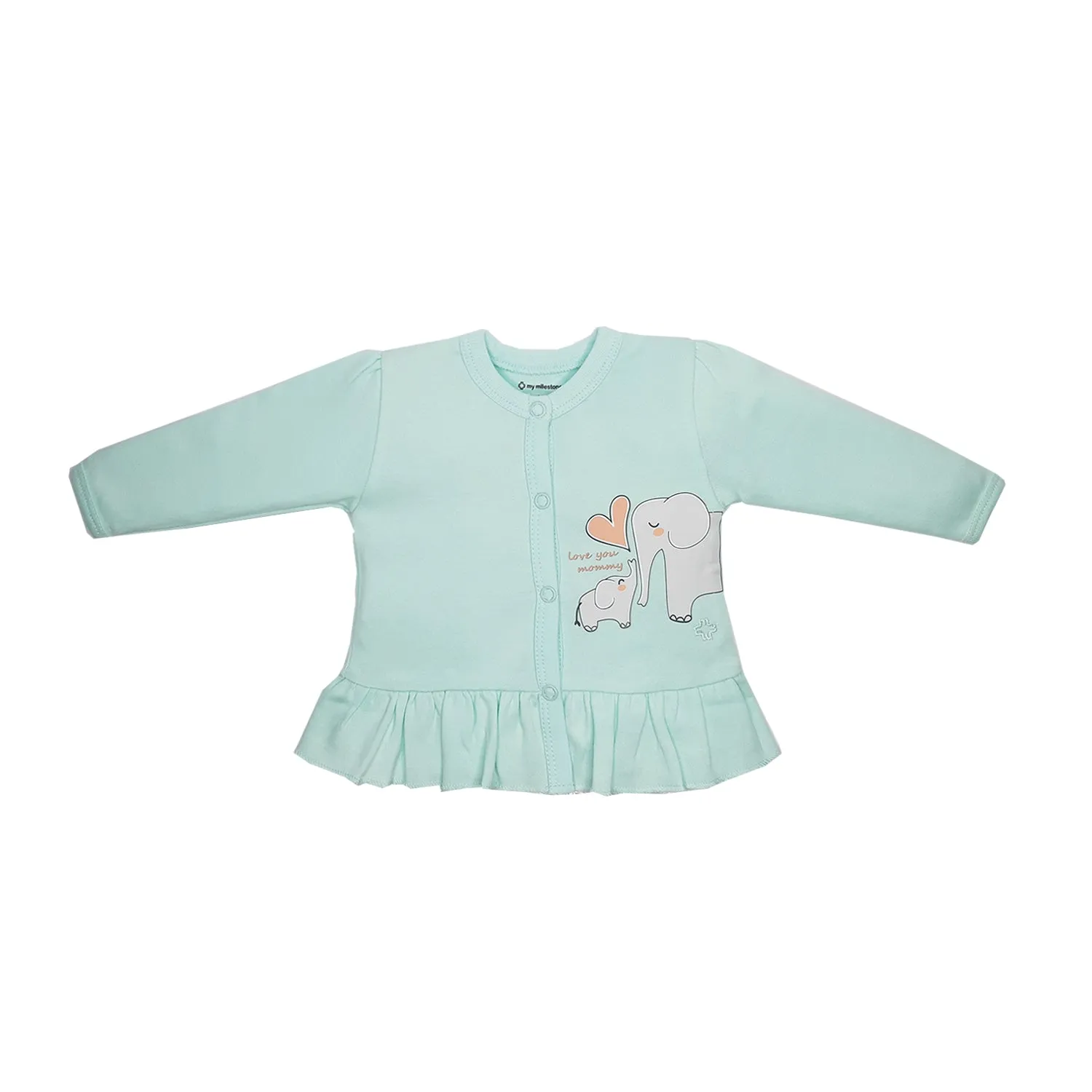 My Milestones T-shirt Full Sleeves Girls Peach/ Aqua-2 PC Pack