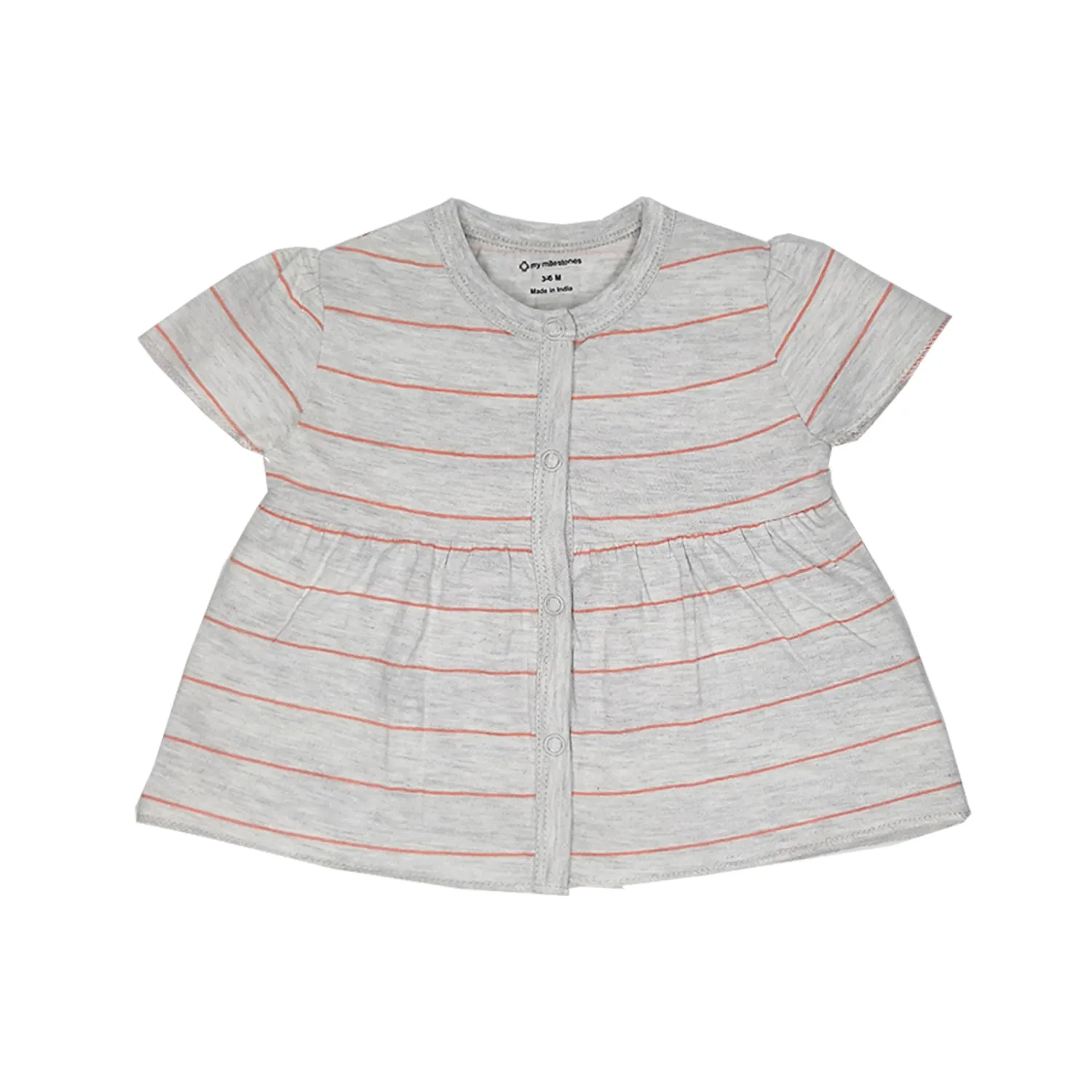 My Milestones T-shirt Half Sleeves Grey Striped / Sage Green Striped - 2 Pc Pack