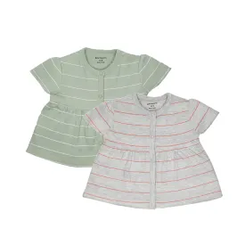 My Milestones T-shirt Half Sleeves Grey Striped / Sage Green Striped - 2 Pc Pack
