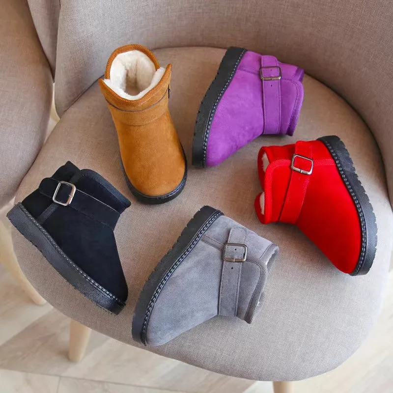 Pietra Buckle Basic Plush Winter Boots