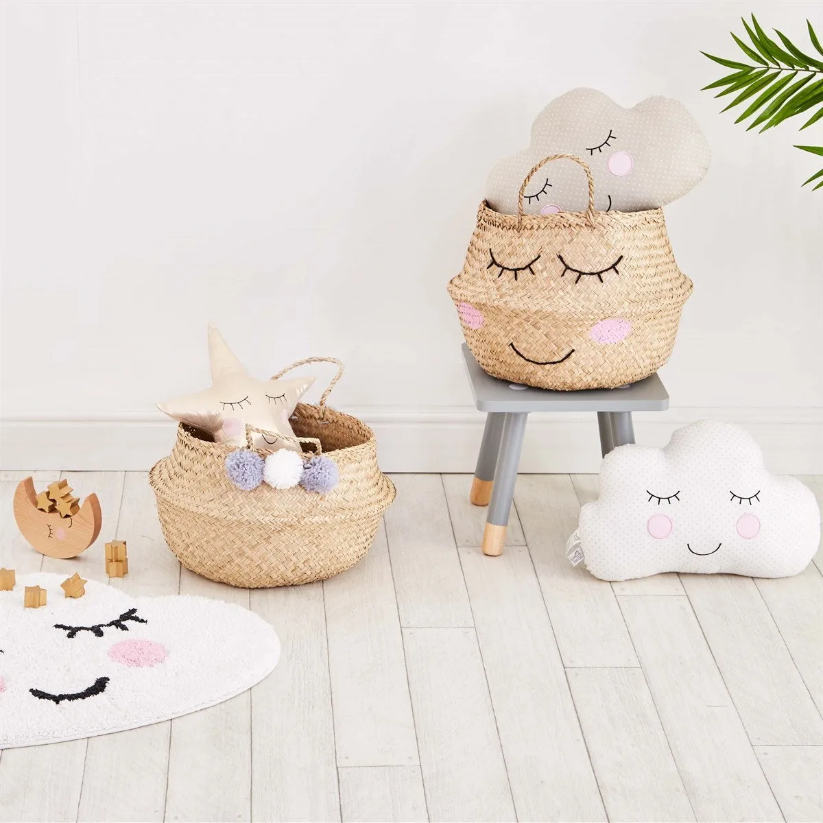 Adorable White Smiling Cloud Rug - Perfect for Sweet Dreams